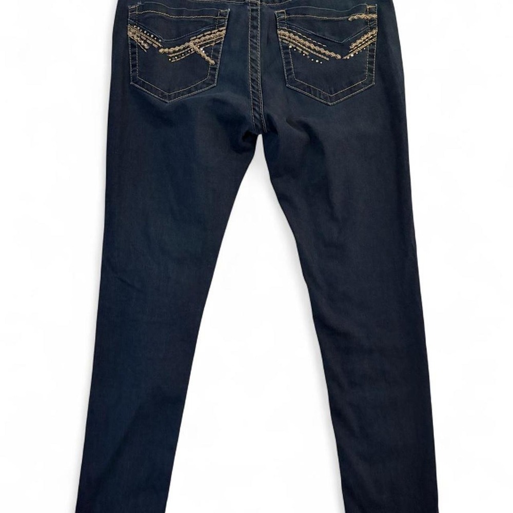 Daytrip Scorpio Skinny Jeans Navy Blue Embroidered Pocket Womens 28R Y2K Denim - Picture 5 of 8